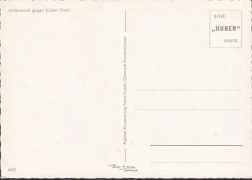 AK Mittenwald gegen Süden, Tirol, ungelaufen