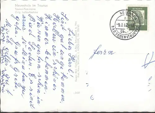 AK Neuenhain im Taunus, Stadtansicht, Fliegeraufnahme, gelaufen 1962