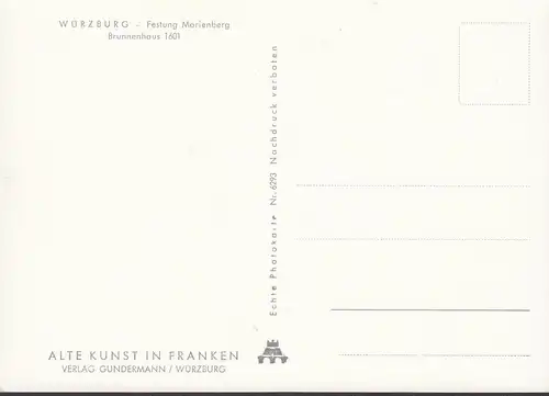 AK Würzburg, Festung Marienburg, Brunnenhaus, ungelaufen