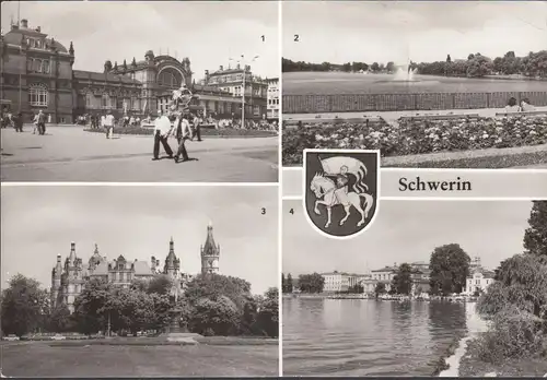 AK Schwerin, gare centrale, Pfaffencheich, château, quai, non-roulé