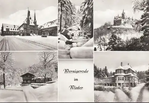 AK Wernigerode im Winter, Gebäudeansichten, gelaufen 1984