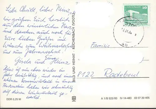 AK Wernigerode im Winter, Gebäudeansichten, gelaufen 1984