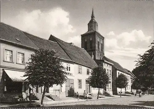 AK Altentreptow, Oberbaustraße, Bäckerei, Kirche, ungelaufen