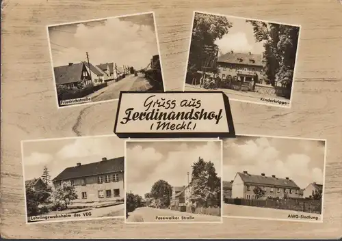 AK Ferdinandshof, Friedrichstraße, Lehrlingswohnheim, Pasewalker Straße, AWG-Siedlung, gelaufen 1967