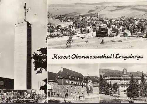 AK Oberwiesenthal, Sportschule, Wismut Ferienheim, Stadtansicht, gelaufen