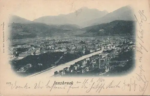 AK Innsbruck gegen Süden, gelaufen 1902