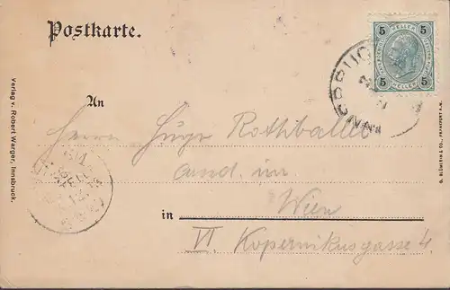 AK Innsbruck gegen Süden, gelaufen 1899