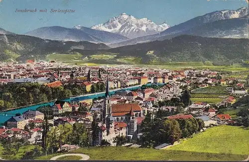 AK Innsbruck mit Serlesspitze, gelaufen 1937