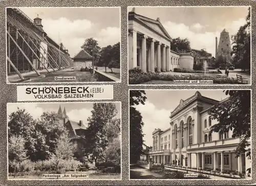 AK Schönebeck, Gradierwerk, Lindenbad, Kurhaus, Parkanlage, ungelaufen