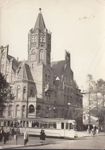 AK Potsdam-Babelsberg, Rathaus, Straßenbahn, gelaufen