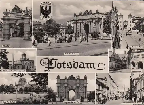 AK Potsdam, Klement Gottwald Straße, Nauener Tor, Straßenbahn, gelaufen