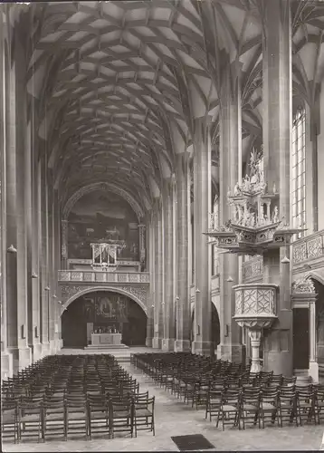 AK Halle-Saale, Marktkirche, Inneres, Altar, Kanzel, ungelaufen