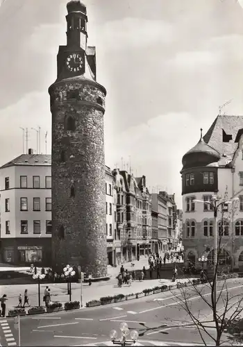 AK Halle-Saale, Leipziger Turm, Geschäfte, gelaufen 1977