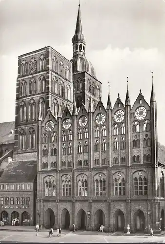 AK Stralsund, Rathaus am Alten Markt, Deutsches Reisebüro, ungelaufen