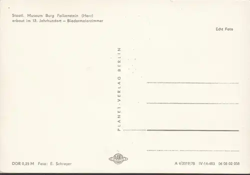 AK Falkenstein, Burg, Museum, Biedermeierzimmer, ungelaufen