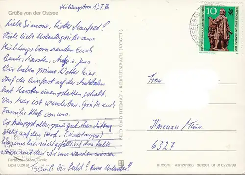 AK Kühlungsborn, Grüße von der Ostsee, Brandung, gelaufen 1986