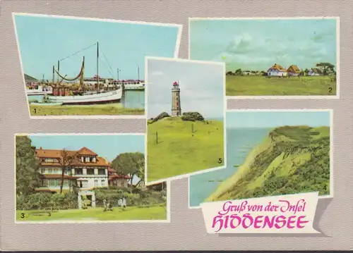 AK Insel Hiddensee, Hafen, Kloster, Gaststätte, Leuchtturm, ungelaufen