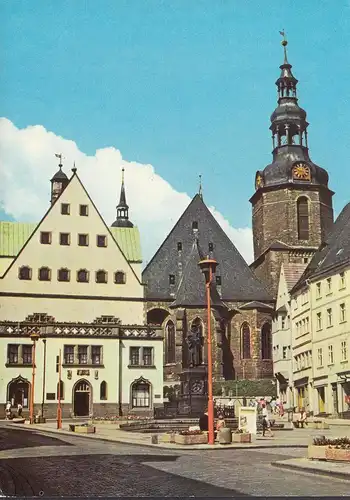 AK Eisleben, Markt am Lutherdenkmal, ungelaufen