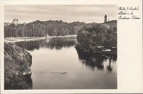 AK Salle du Hall, vue des rochers de Trotha, incurvée