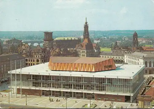 AK Dresden, Blick von der Kreuzkirche zum Kulturpalast, gelaufen