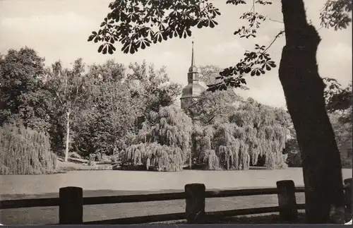 AK Bad Lauchstädt, Am Parkteich, Kiche, gelaufen 1966