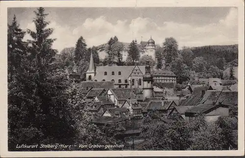 AK Stolberg, château et église vu de la tranchée, incurvé