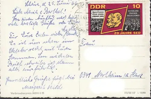 AK Schöna, Kaiserkrone, Schrammsteine, gelaufen 1966