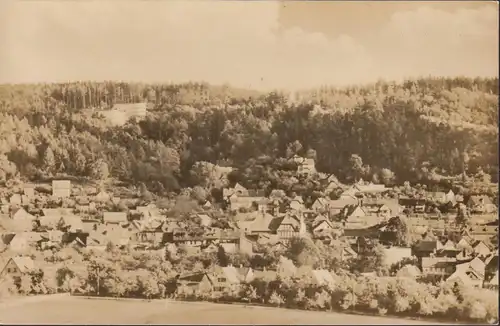 AK Gernrode, vue de la ville, forêt, incurvée