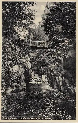AK Thale, Teufelsbrücke am Bodekessel, DR. Mi.Nr. 571, gelaufen 1935