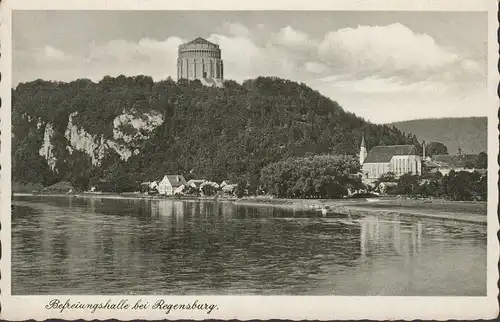 AK Regensburg, Befreiungshalle, Kirche, gelaufen 1939