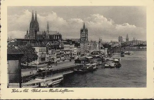 AK Köln, Schiffsanlegestelle, Blick vom Mallakoffturm, gelaufen 1937