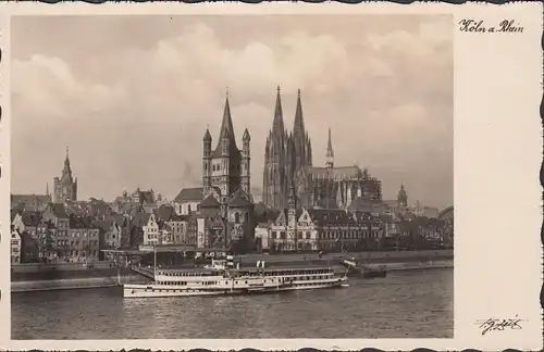 AK Cologne, Baker Patrie, Panorama du Rhin, incurvé