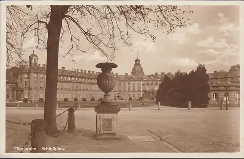 AK Karlsruhe, Schlossplatz, couru en 1928