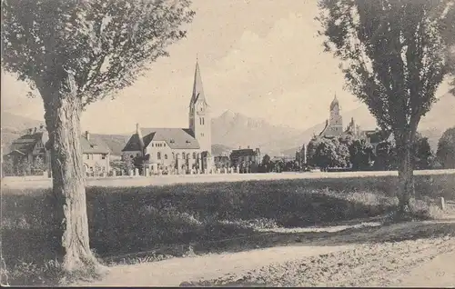 AK Innsbruck, Evangelische Kirche, Handelsakademie, gelaufen 1912