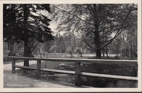 AK Rheinsberg, Schloßpark, Brücke, ungelaufen