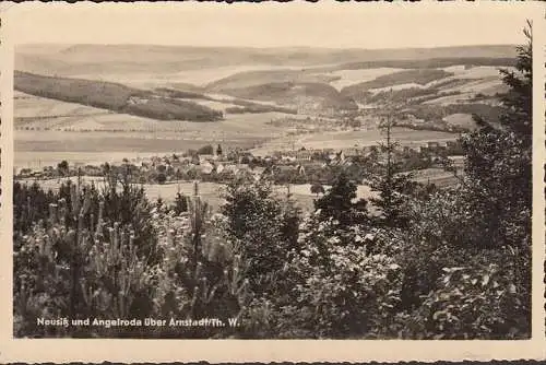 AK Neusitz und Angelroda, Panoramaansicht, Gasthaus Zur Post, gelaufen 1964