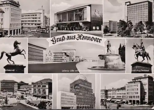 AK Hanovre, Europahaus, Théâtre, Caisse d'épargne, couru en 1957