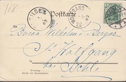 AK Gruss aus Eisenach, Wartburg von Osten, gelaufen 1902