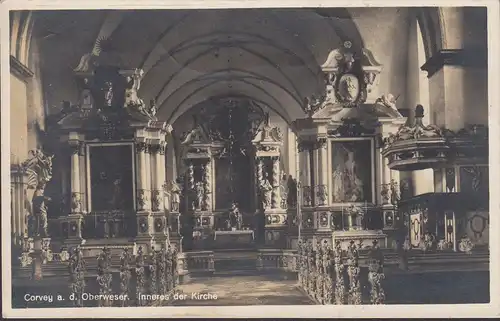AK Corvey, Inneres der Kirche, Altar, ungelaufen