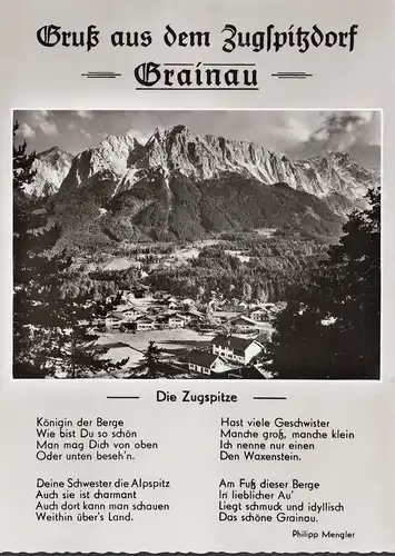 AK Grainau, Die Zugspitze, Königin der Berge, ungelaufen