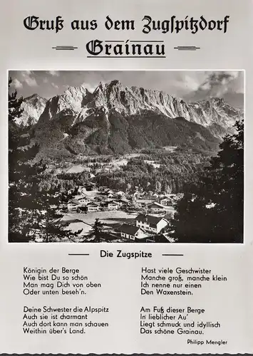 AK Grainau, Le Zugspitze, Reine des Montagnes, incurvée