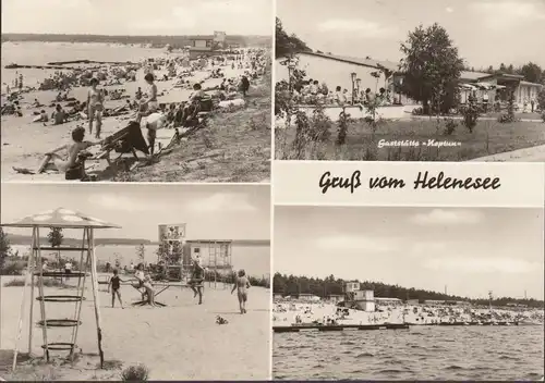 AK Brieskow-Finkenheerd, Helensee, Gaststätte Neptun, Strand, Badegäste, gelaufen