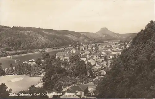 AK Bad Schandau mit Liliensten, Stadtansicht, gelaufen 1966