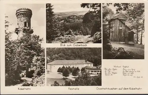 AK Ilmenau, Kickelhahn, Festhalle, Gabelbach, gelaufen 1957