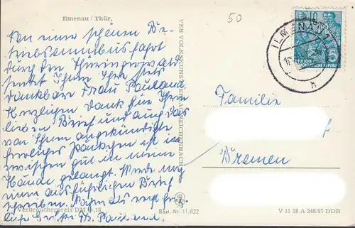 AK Ilmenau, Kickelhahn, Festhalle, Gabbelbach, couru en 1957