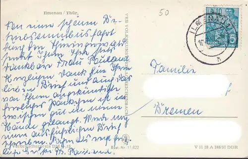 AK Ilmenau, Kickelhahn, Festhalle, Gabelbach, gelaufen 1957