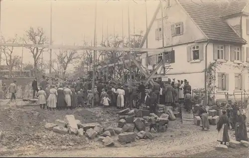 AK villageois sur un chantier, Gustav Hohnecker, Photo-AK, incurable