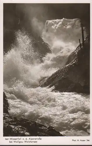 AK Wallgau-Walchensee, Isar Wasserfall an der Alpenstraße, ungelaufen