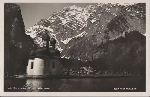 AK Schönau, St. Bartholomä mit Watzmann, ungelaufen