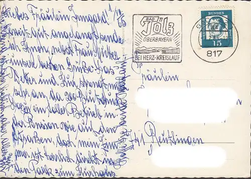 AK Bad Tölz, Kurhaus, Wandelhalle, Badeteil, gelaufen 1965